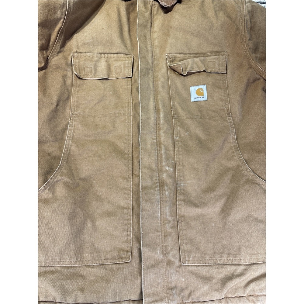 Men's Carhartt Brown Canvas Zip Jacket w/ Corduroy Collar, 48 Tall. C03 BRN READ - Picture 7 of 16